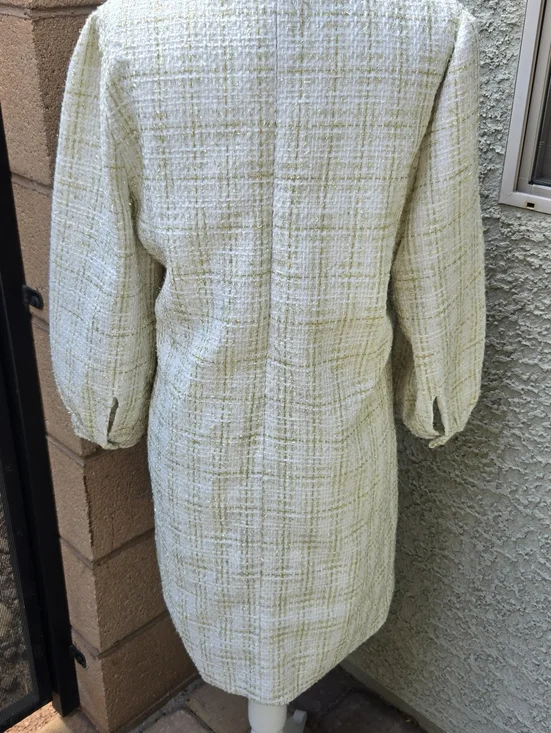 Shop The Mint Ivory Plaid Button-Front Long Sleeve Shift Dress - Picture 7 of 11